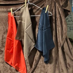 Stylish Pocket Square Trio - Red, Tan, and Navy